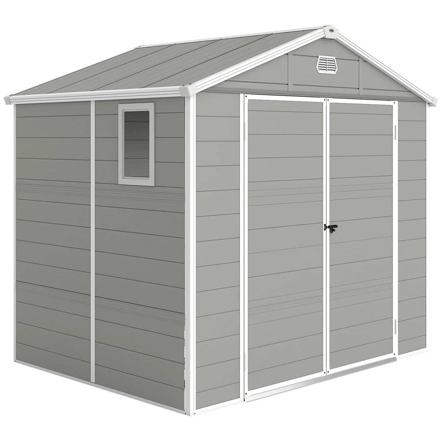8' x 6' Plastic Garden Storage Shed, Light Grey Sheds at Gallery Canada