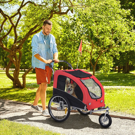 Elite II Dog Bike Trailer, 2-In-1 Pet Stroller, Red Dog Bike Trailers & Strollers Red at Gallery Canada