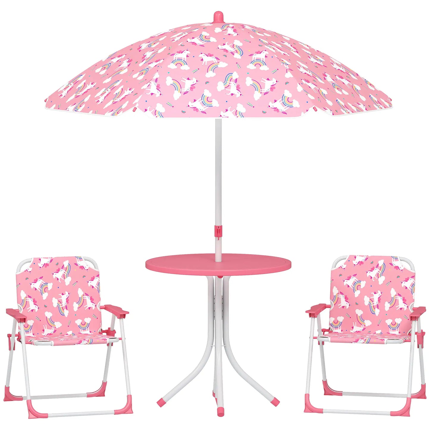 Kids Picnic Table Set, 2 Folding Chairs, Umbrella, Pink Kids Outdoor Furniture at Gallery Canada