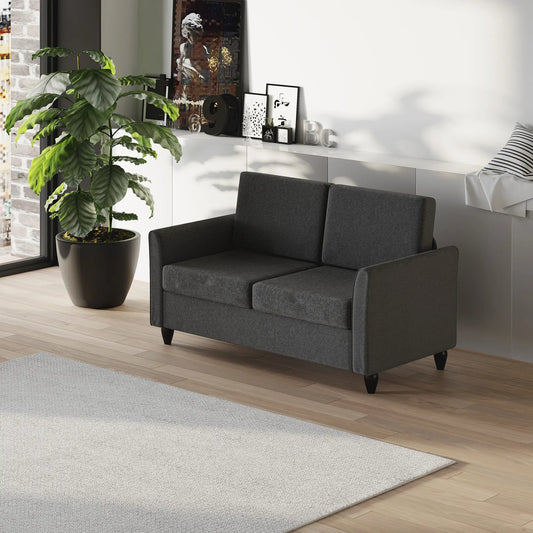 2-Seat Sofa with Armrests, Wood Legs, Dark Grey 2-Seater Sofas Dark Grey at Gallery Canada