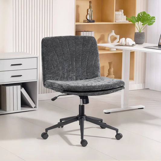 Criss Cross Chair with Wheels, Wide Office Chair, Adjustable Height, Tilting, Grey Task Chairs Grey at Gallery Canada