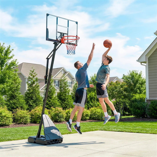 Portable Basketball Hoop, Height Adjustable 8-10 Ft, 47" Shatterproof Backboard