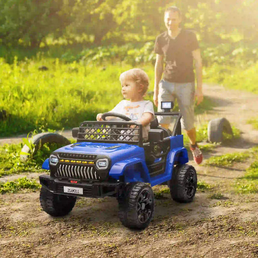 12V Ride On Truck, Electric Car For Kids, Remote Control, Dark Blue Electric Toy Cars Dark Blue at Gallery Canada