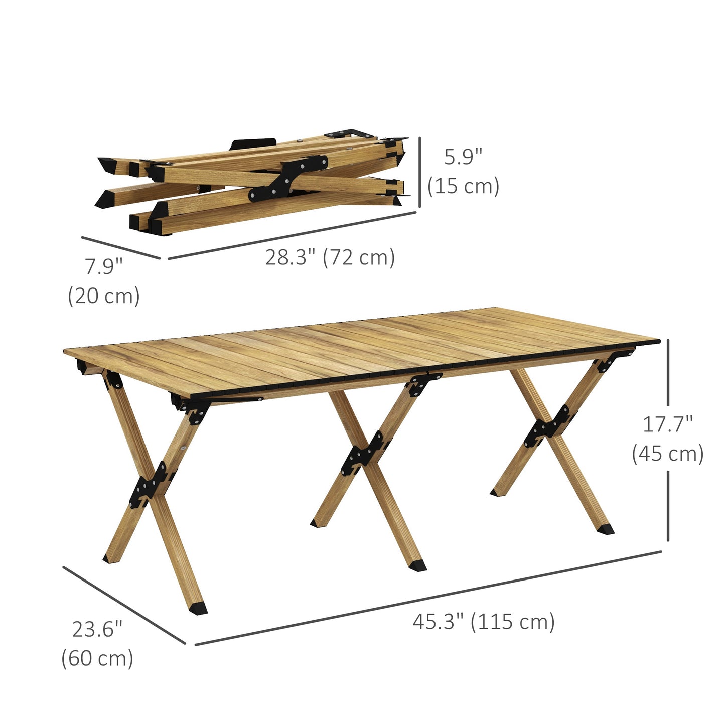 Folding Picnic Table, Portable Aluminum Camping Table with Roll-Up Top for Party, BBQ, Beach, Natural at Gallery Canada