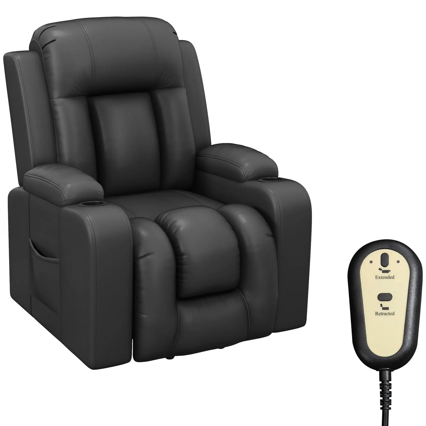 Electric Lift Chair, Power Recliner with Footrest, Remote, Cup Holders, Grey Electric Power Lift Chairs at Gallery Canada