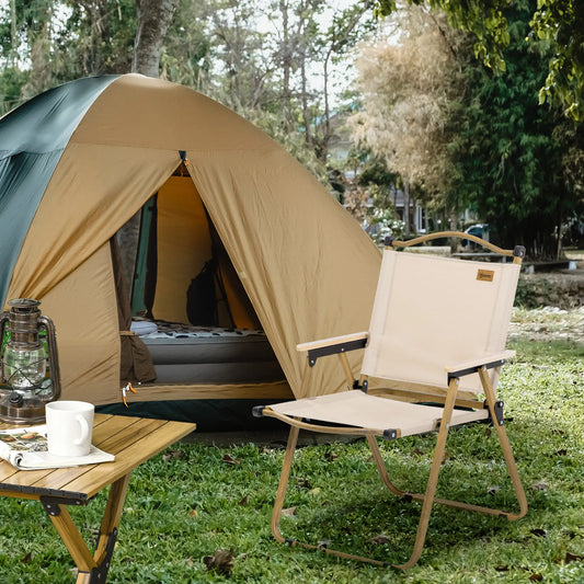 Lightweight Folding Camping Chair, Portable Armchair, Khaki Picnic Tables & Camping Chairs Khaki at Gallery Canada
