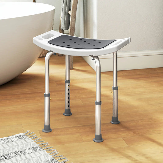 Height Adjustable Shower Chair, Padded Bath Seat For Seniors Bath Chairs Grey, White, Silver at Gallery Canada