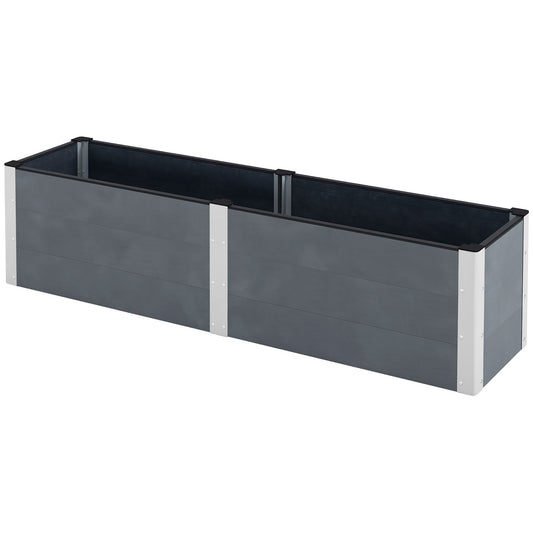 6.6' x 1.6' x 1.8' Elevated Planter Box with Open Bottom, Raised Garden Bed for Vegetables, Flowers, Fruits, Herbs, Grey - Gallery Canada