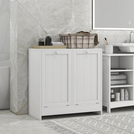 Tilt-Out Laundry Cabinet, 2 Compartment Hamper, White Bathroom Cabinets White at Gallery Canada