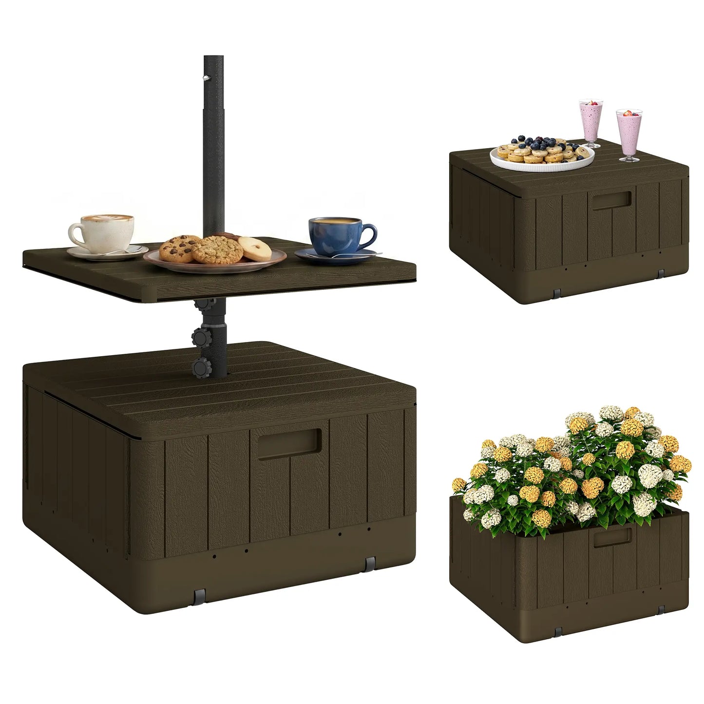 Heavy Duty Umbrella Base With Wheels, Table Tray, Brown Umbrella Bases at Gallery Canada