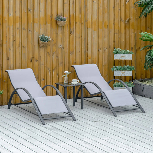 3-Piece Outdoor Lounge Set, 2 S-Chairs, Glass Table, Light Grey Lounger Chairs Light Grey, Black at Gallery Canada