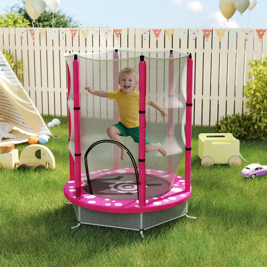55" Toddler Trampoline, Safety Enclosure Net, Indoor Outdoor, Ages 3-6, Pink Trampolines Pink at Gallery Canada