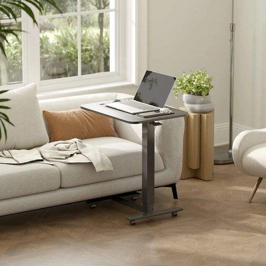 Adjustable Height Pneumatic Standing Desk, 43 Inch, Mobile with Wheels, Black Office Desks & Work Stations Black at Gallery Canada