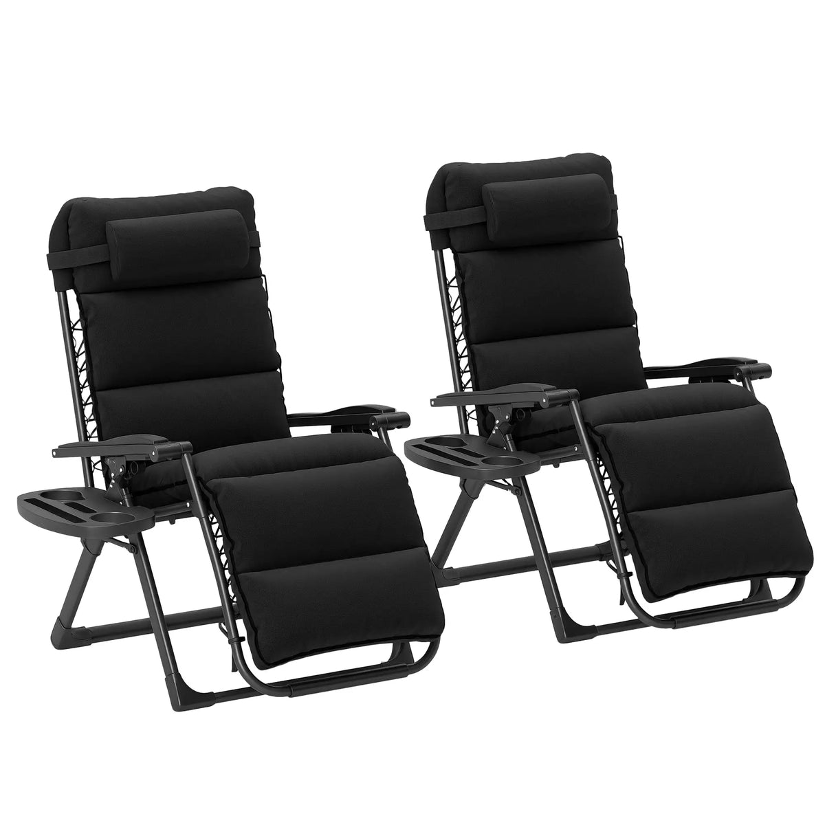 2pcs Zero Gravity Chair, Adjustable Backrest, Folding Sun Lounger, Grey Lounger Chairs at Gallery Canada