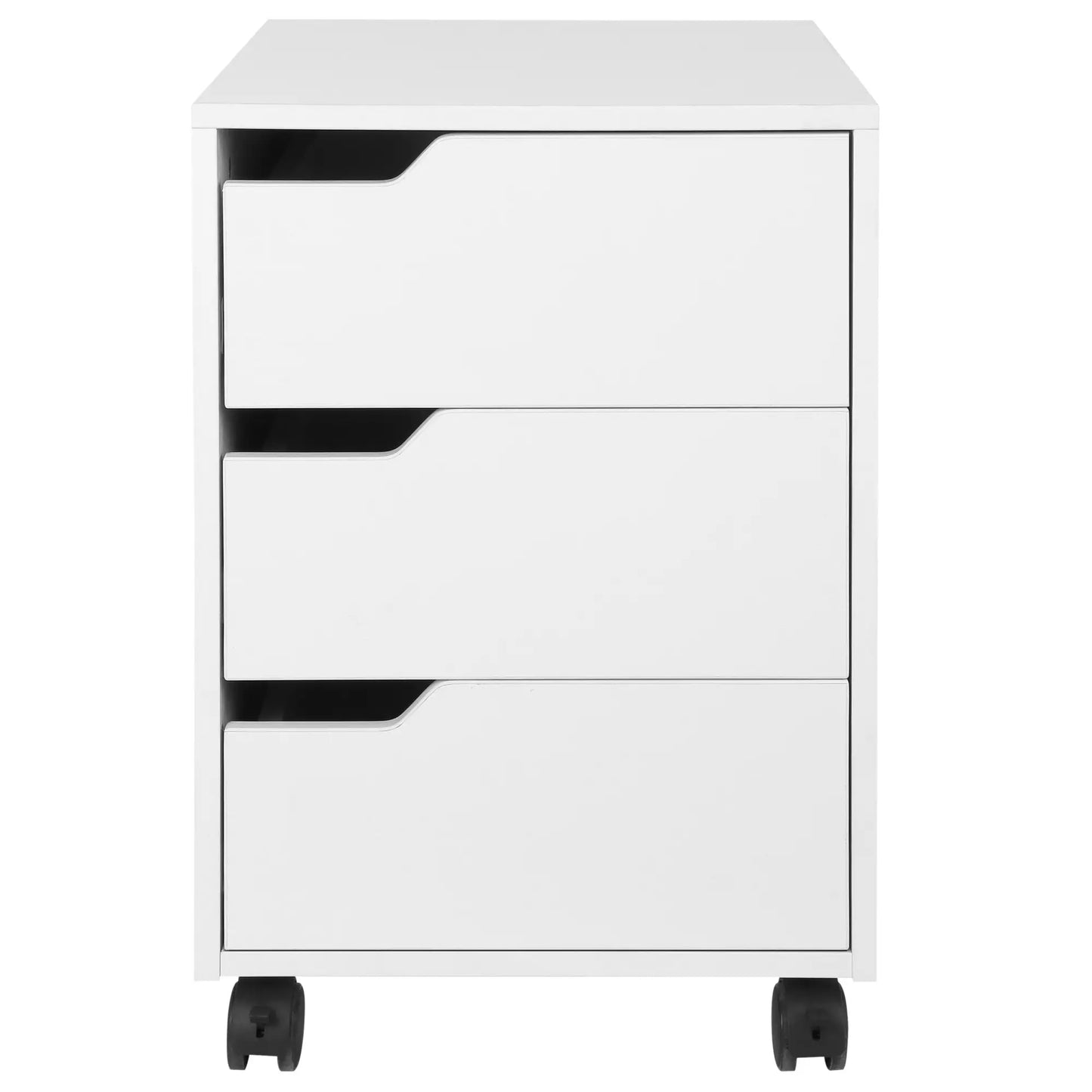 3 Drawer File Cabinet, Mobile Vertical Filing Cabinet with Wheels, White