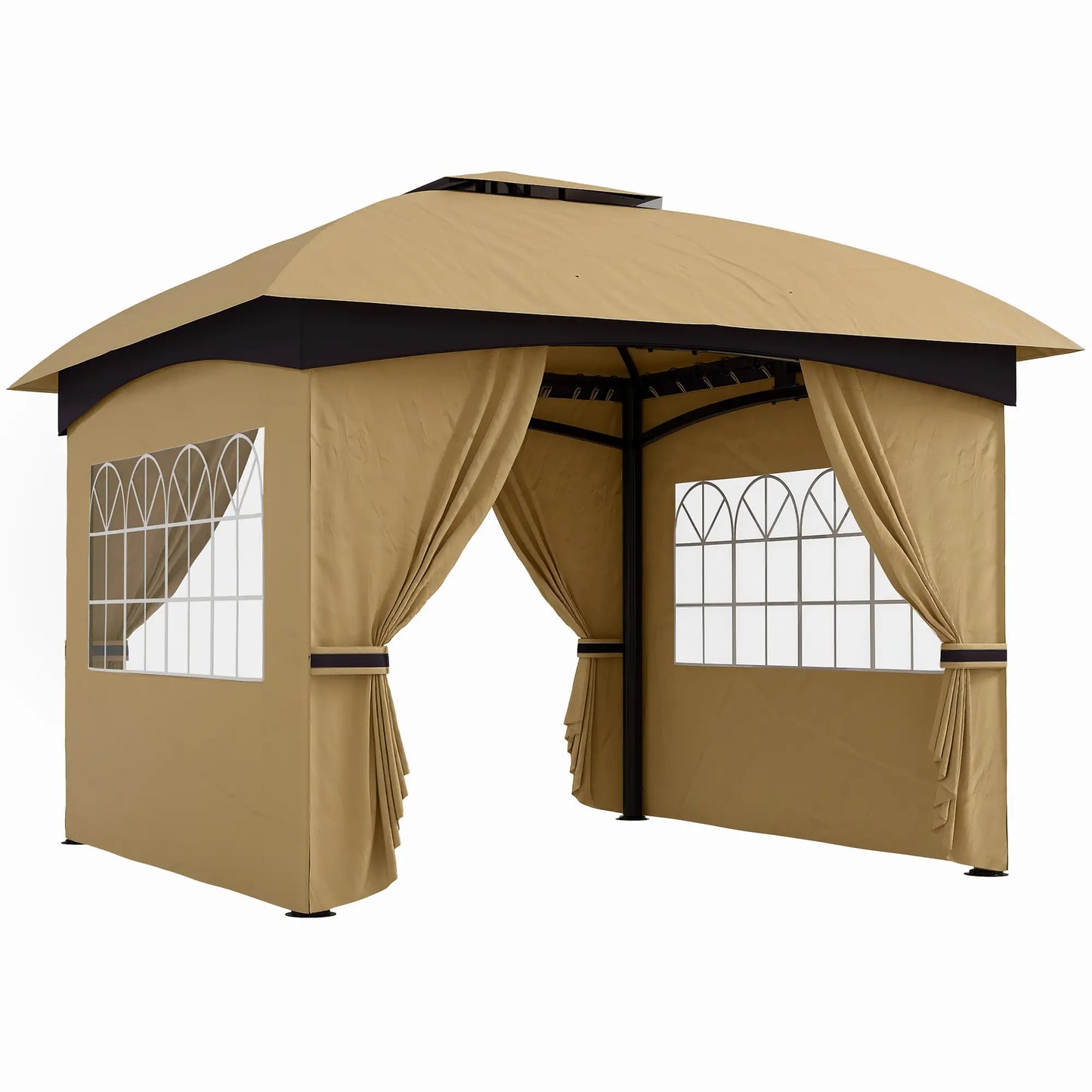 11' x 11' Outdoor Gazebo, Double Roof, Galvanised Steel Frame, Beige Gazebos at Gallery Canada