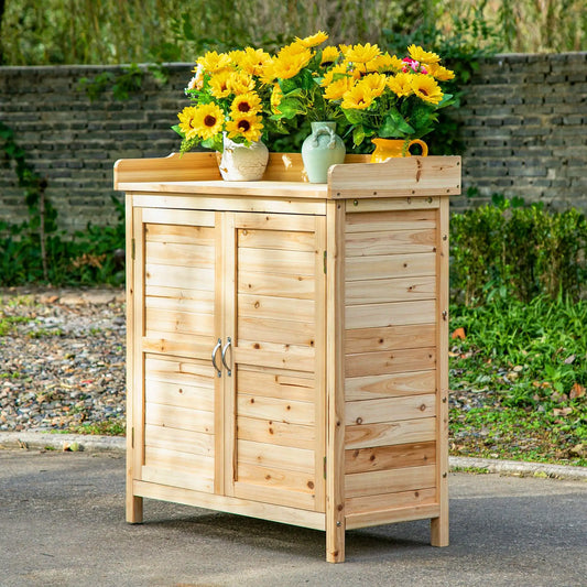 Wood Garden Shed, Compact Outdoor Storage Cabinet, Natural Sheds Natural at Gallery Canada