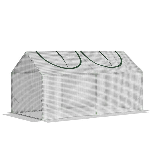 47" x 24" x 24" Portable Mini Tunnel Greenhouse Garden Planting Outdoor Flower Warm House Box with 2 Windows Steel Frame PE Cover, White - Gallery Canada