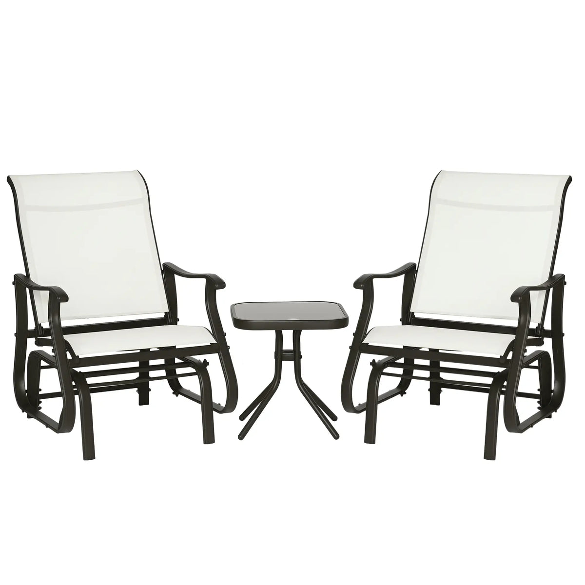 3pc Gliding Rocking Chair Set Cream White, Cream White Outdoor Gliders at Gallery Canada