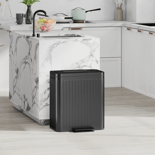 Trash Can, 2 x 5.3 Gallon, Soft Close Lid, Removable Inner Buckets Household Supplies Black at Gallery Canada