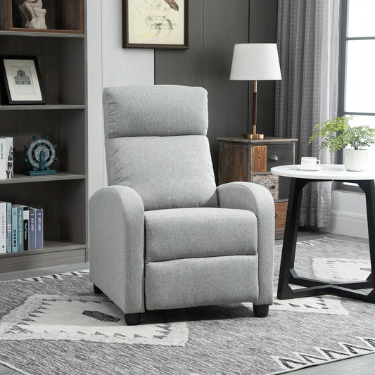 Fabric Recliner, Manual Home Theater Seat, Linen-Touch, Light Grey Single Sofas Light Grey at Gallery Canada