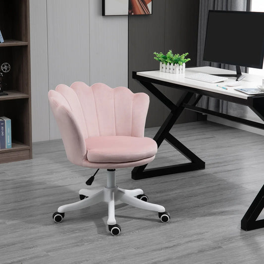 Adjustable Height Study Chair, Mid Back Velvet, Swivel Wheels, Pink Task Chairs Pink at Gallery Canada