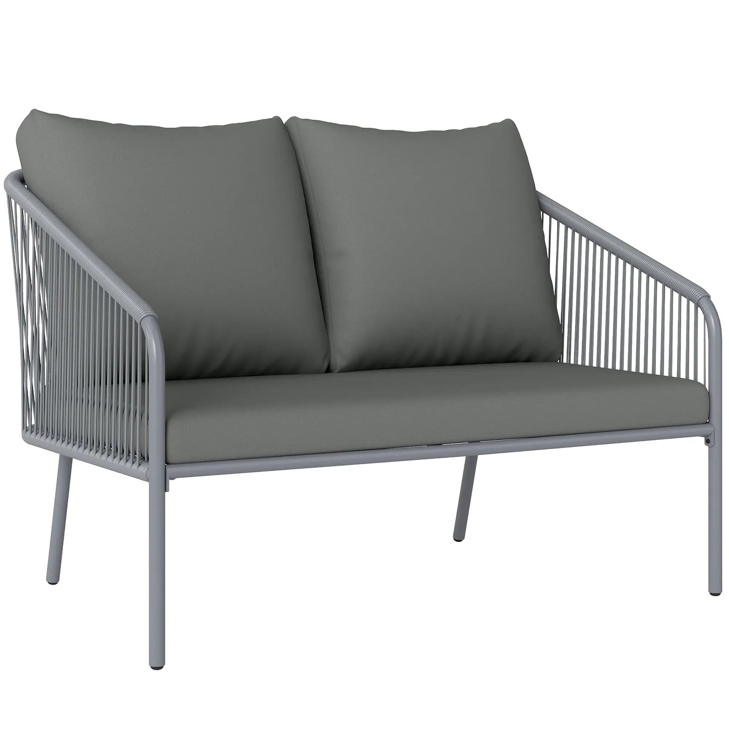 Outdoor Rattan Sofa With Cushions, 2-Seater, 112 x 72 x 76 cm, Grey Patio Furniture Sets at Gallery Canada
