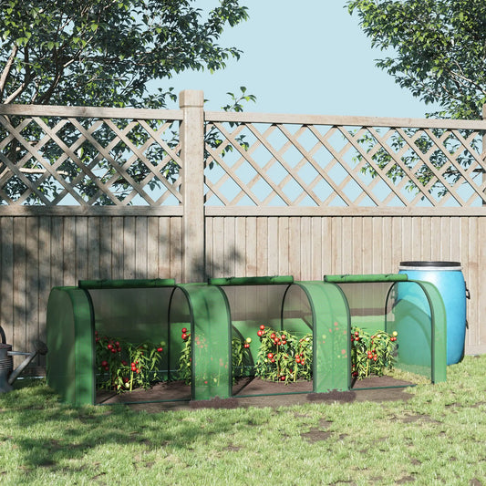 9.7' x 3.3' x 2.5' Mini Tunnel Greenhouse, PE Cover, Steel Frame, Zipped Doors, Dark Green Mini Greenhouses Dark Green at Gallery Canada