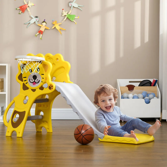 3 in 1 Toddler Slide, Basketball Hoop, Climber, 18-36 Months, Yellow Gym Sets & Swings Yellow, Grey at Gallery Canada