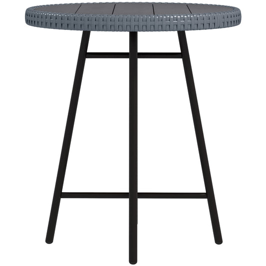 Patio Wicker End Table with Plastic Wood Table Top and X-Shape Support for Backyard, Garden, Balcony, Grey - Gallery Canada