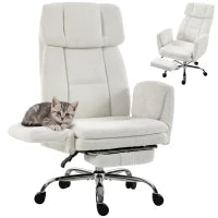 Big Tall Office Chair Flip Armrests Cross Legged 400 lbs, Cream