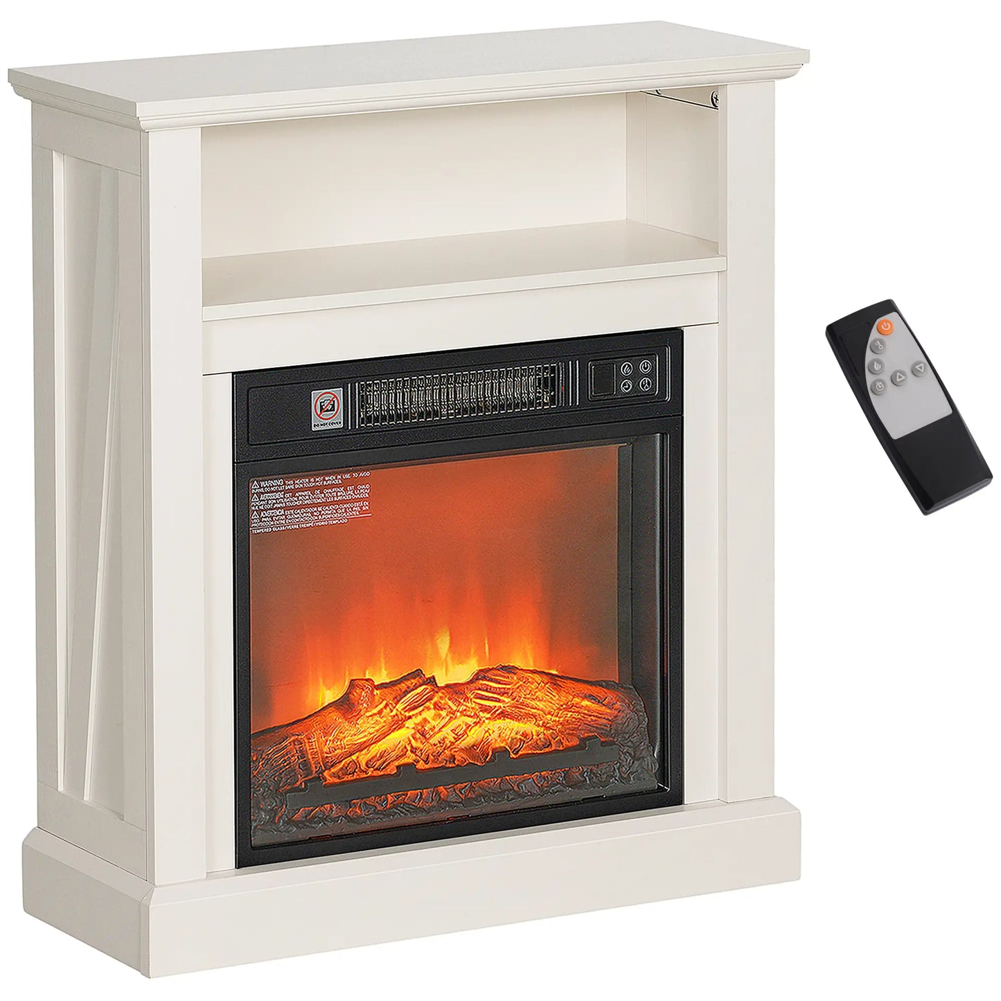 27" Freestanding Electric Fireplace, 1400W Heater with Timer, White Electric Fireplaces at Gallery Canada
