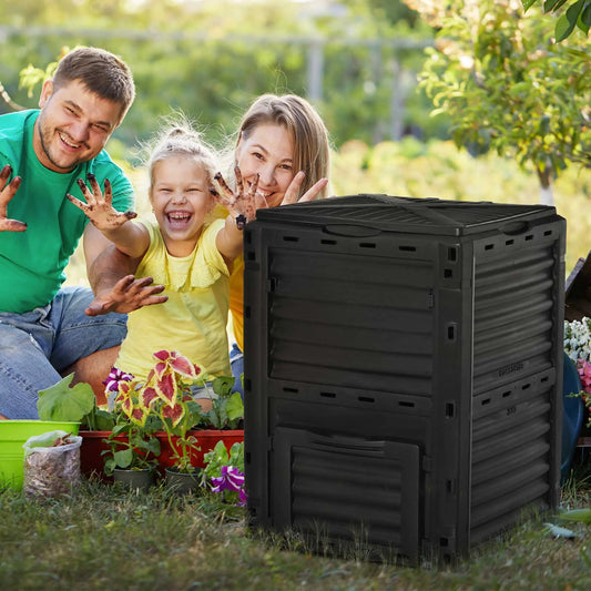 Large Outdoor Compost Bin, 80 Gallon, Easy Assembly, Black Outdoor Compost Bin Black at Gallery Canada