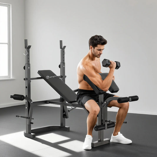 Weight Bench, Press Rack, Preacher Curl, Lat Pull Down Weight Benches Black at Gallery Canada
