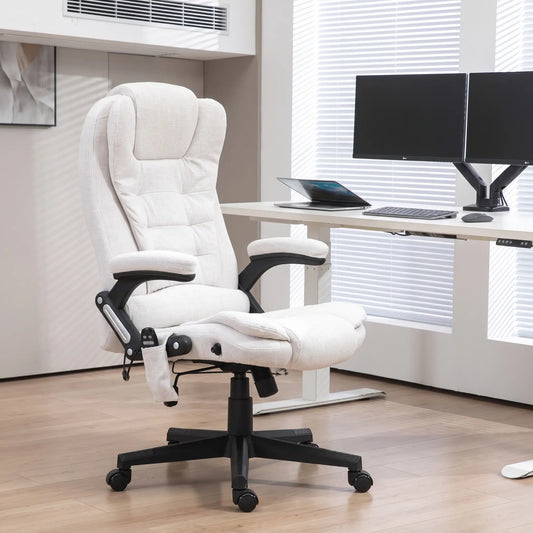 Reclining Massage Office Chair, High Back, Swivel Wheels, White Massage Chairs White at Gallery Canada