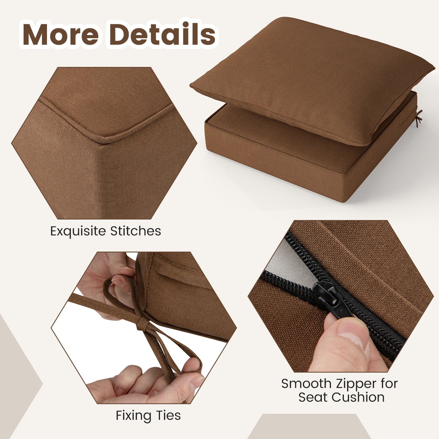 Deep Seat Chair Cushion Pads Set With Rope Belts, Brown Outdoor Furniture Accessories at Gallery Canada