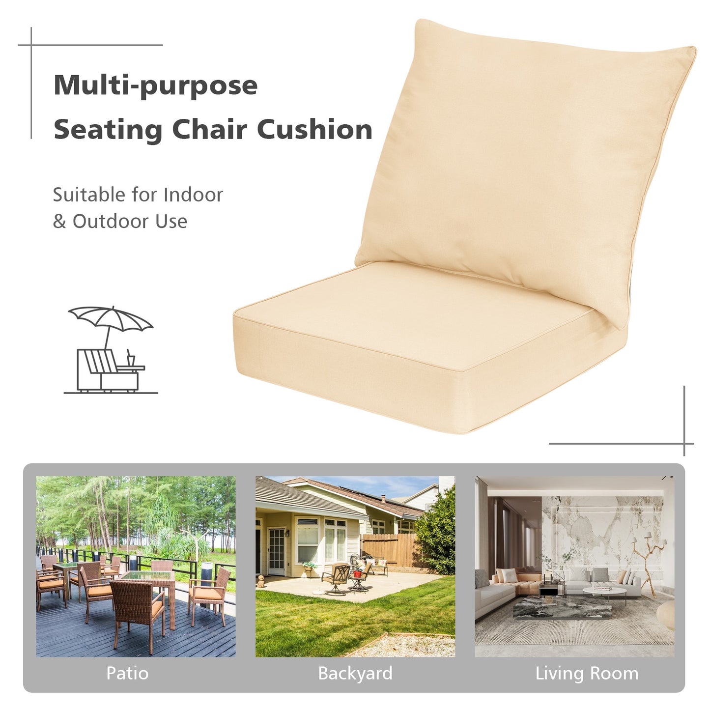 Deep Seat Chair Cushion Pads Set With Rope Belts, Beige Outdoor Furniture Accessories at Gallery Canada