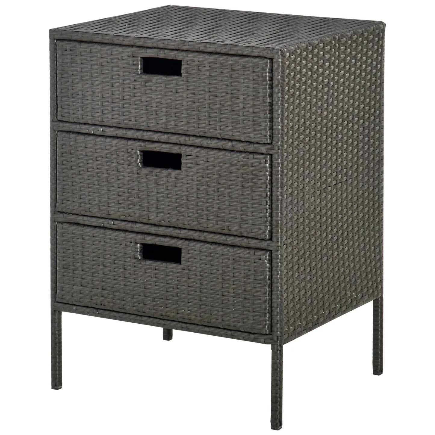 32" Rattan Patio Organizer, 3 Drawers, Outdoor Garden Storage Patio Storage Boxes at Gallery Canada