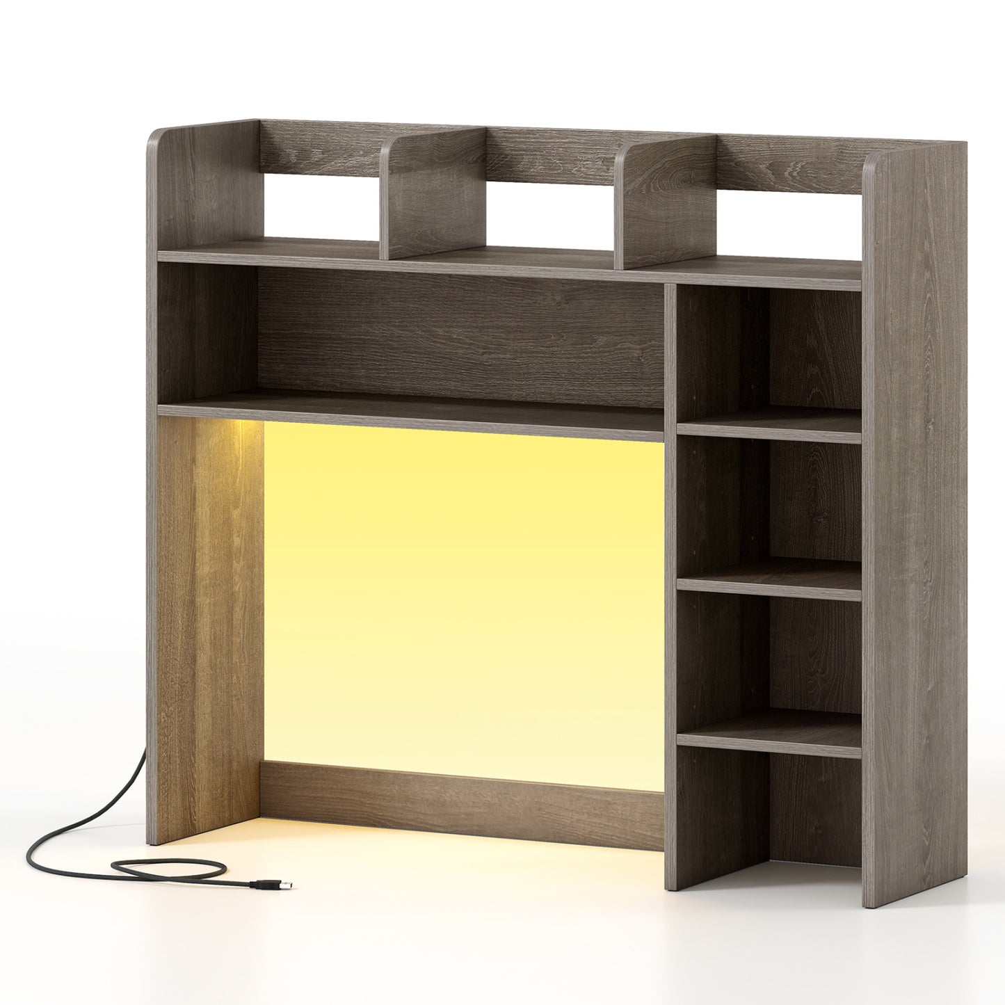 Desktop Bookshelf With LED Lights, 35.5 Inch, Oak Bookcases Oak at Gallery Canada