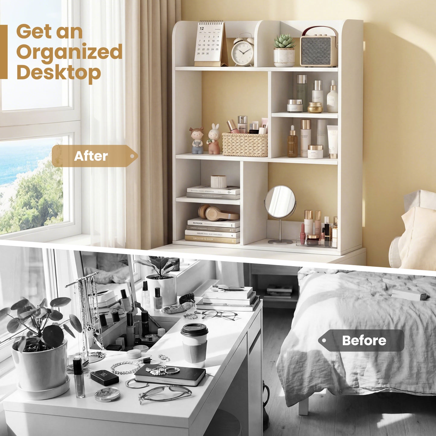 Desktop Display Rack, 8 Open Cubes, White Bookcases at Gallery Canada