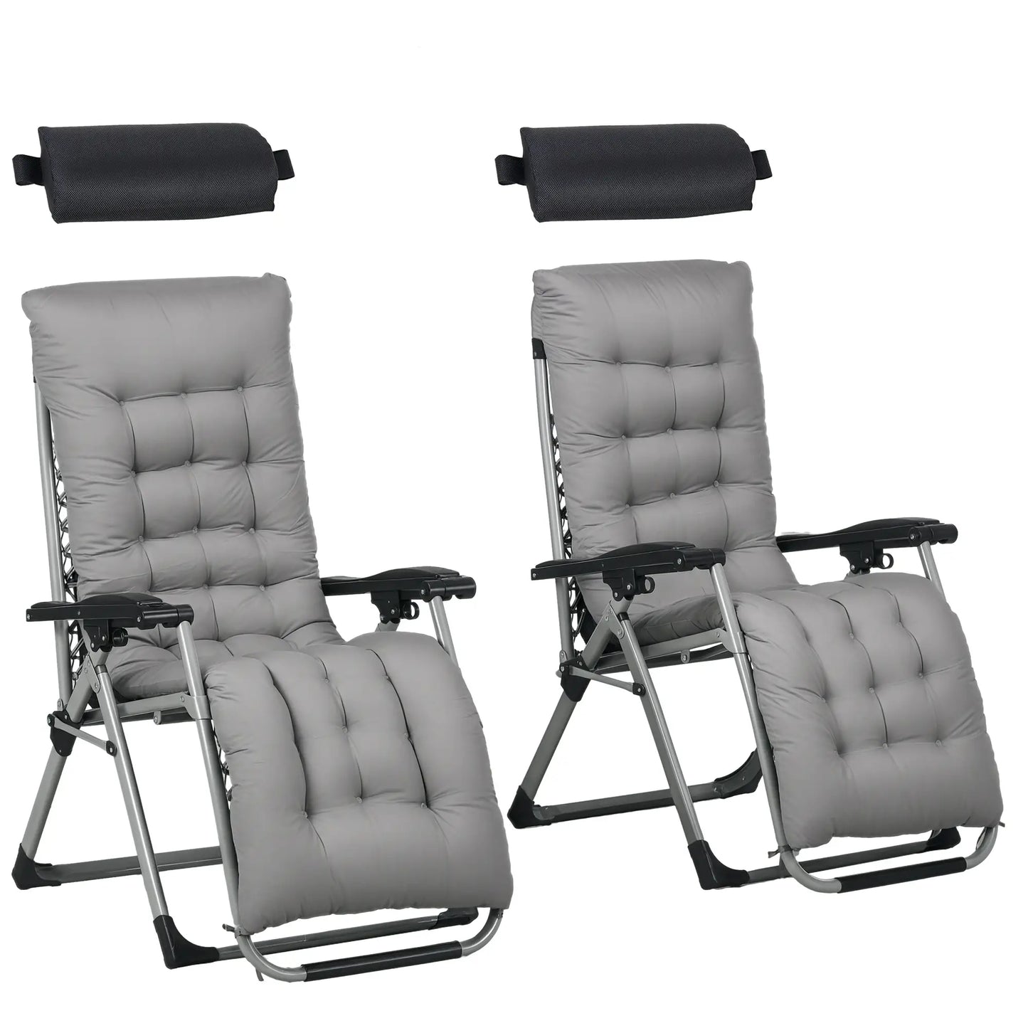 Folding Garden Chairs, Set of 2, Reclining Zero Gravity, Dark Grey Lounger Chairs at Gallery Canada