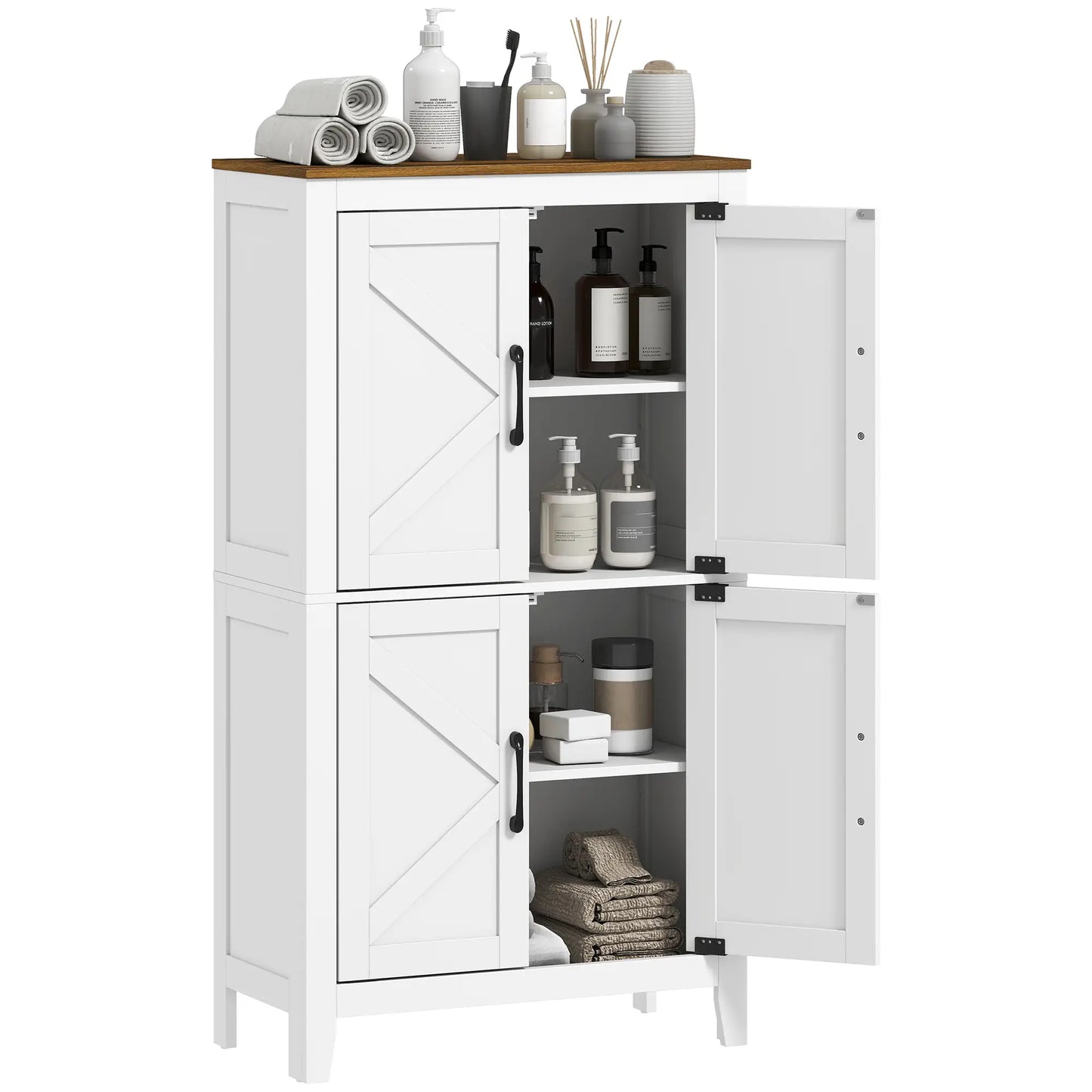 Bathroom Storage Cabinet, Barn Floor Cabinet, White
