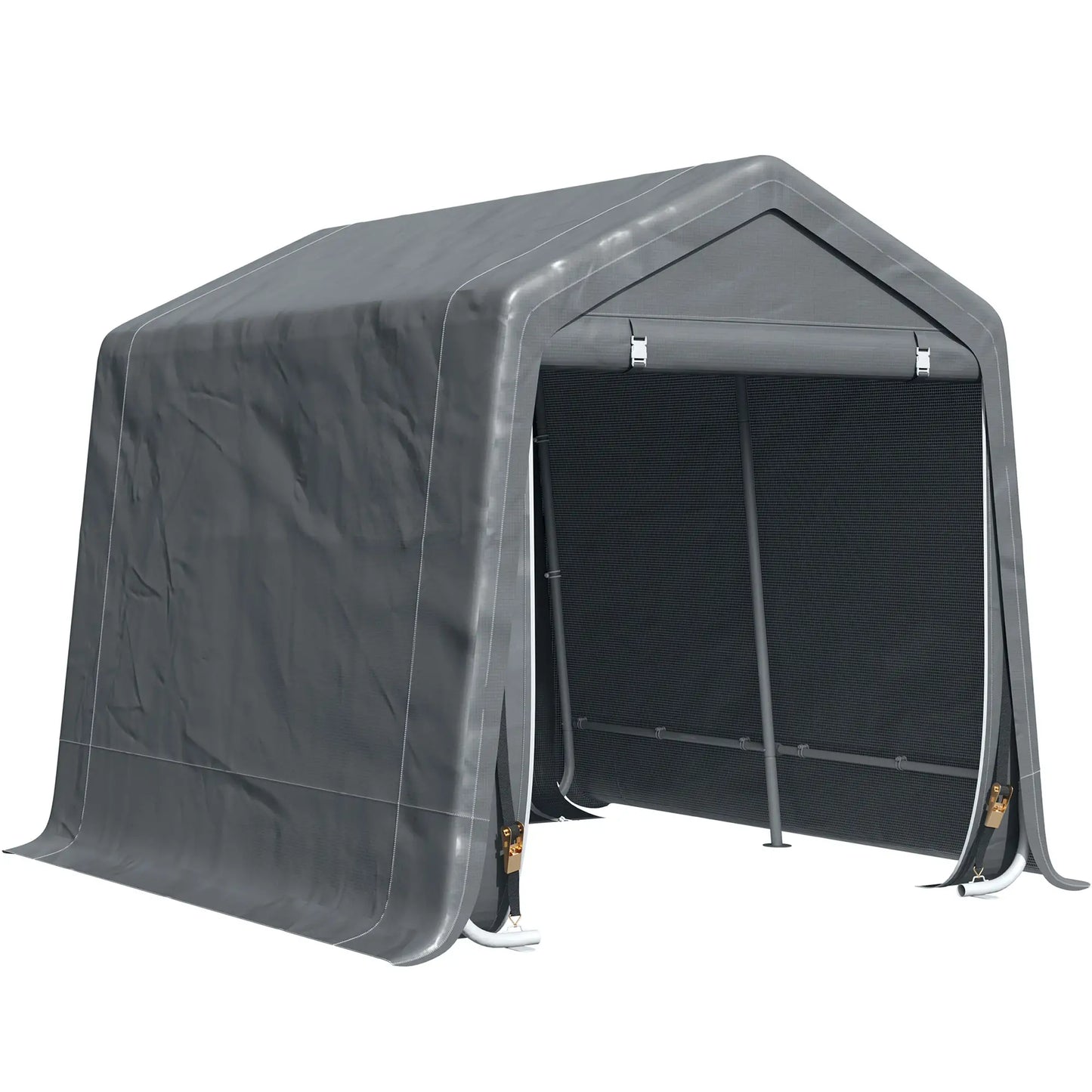 7.9' x 6.6' Garden Storage Tent, Metal Frame, Double Zipper Doors, Dark Grey Car Shelters at Gallery Canada