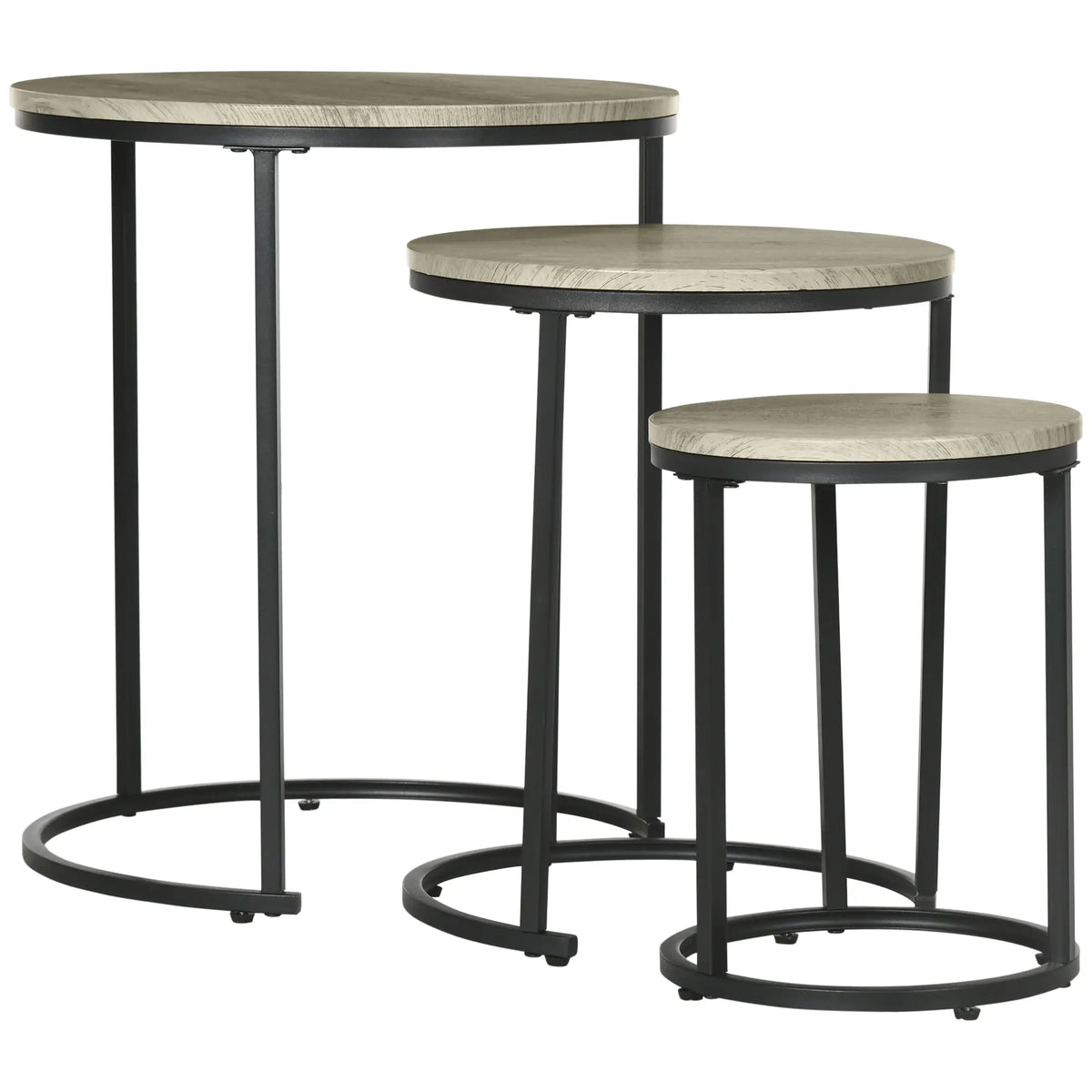 Round Nesting Tables Set of 3, Steel Frame, Living Room Side Tables at Gallery Canada