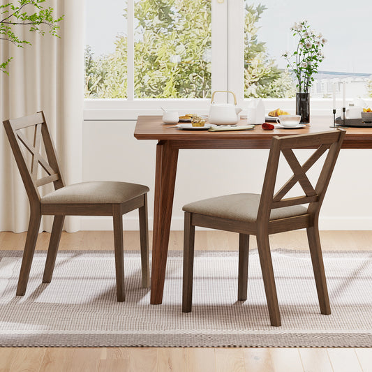 Dining Chair Set of 2 Modern Kitchen Chair with Upholstered Seat, Brown Dining Chairs Brown at Gallery Canada