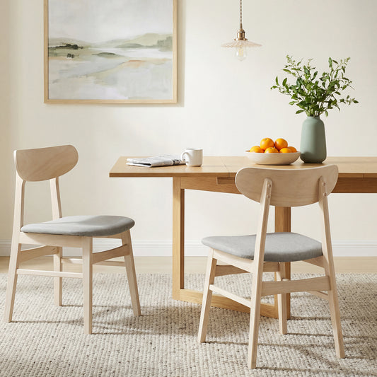 Fabric Upholstered Dining Chair Set, 2 Natural Armless Kitchen Chairs Dining Chairs Natural at Gallery Canada