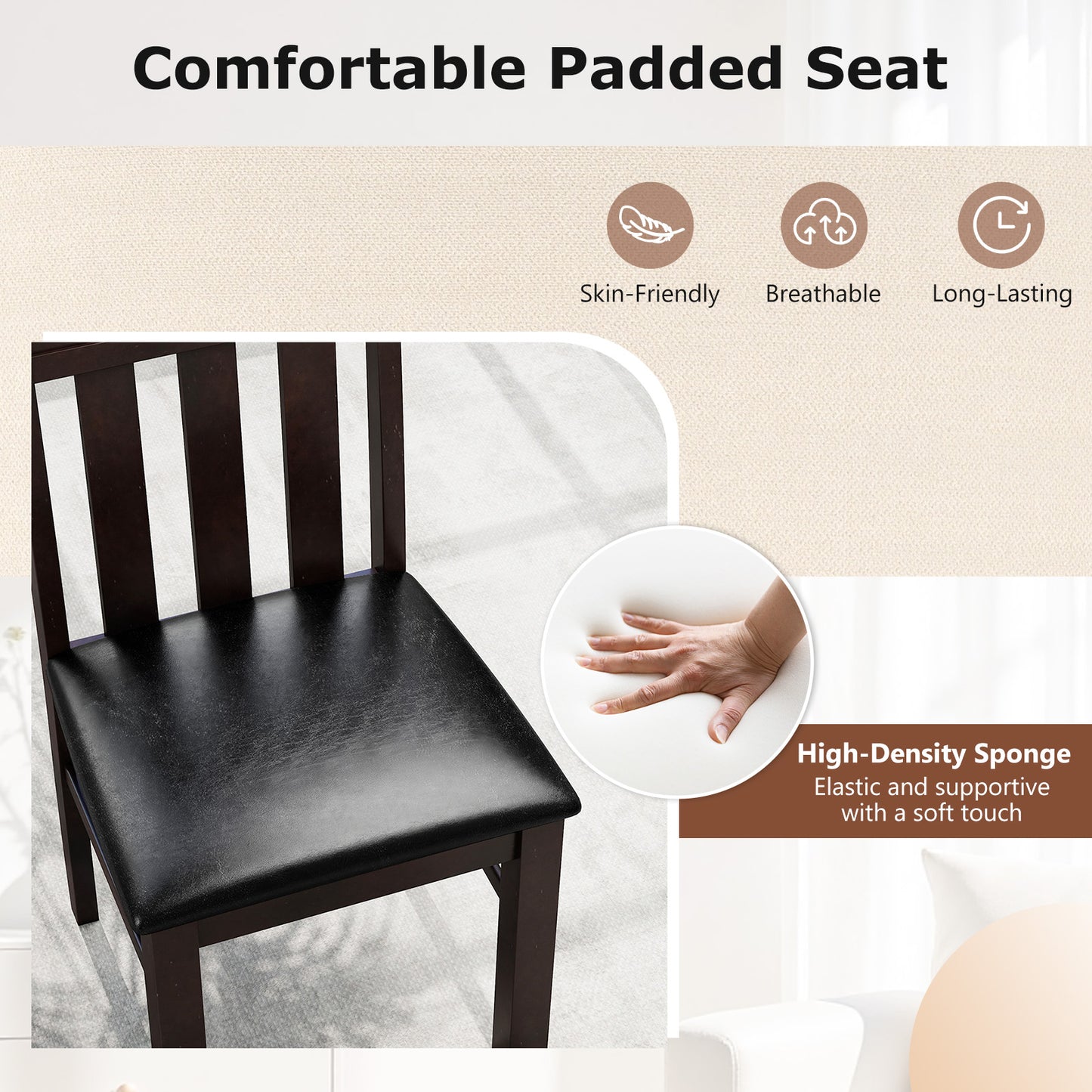 Dining Chairs High Back Dining Room Chairs Set of 2, Brown Dining Chairs at Gallery Canada