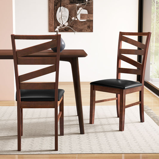 Dining Chairs Set of 2 Kitchen Side Chairs with Rubber Wood Legs, Walnut Dining Chairs Walnut at Gallery Canada