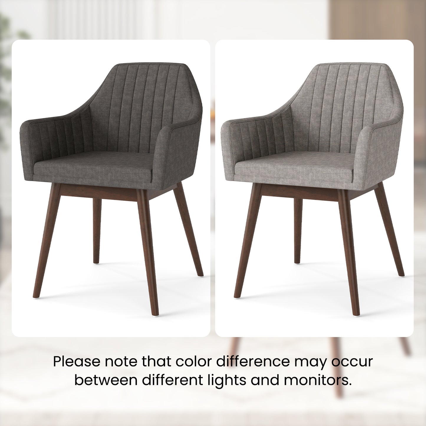 Upholstered Dining Chairs Set of 2, Comfy Padded Backrest and Seat, Gray Dining Chairs at Gallery Canada