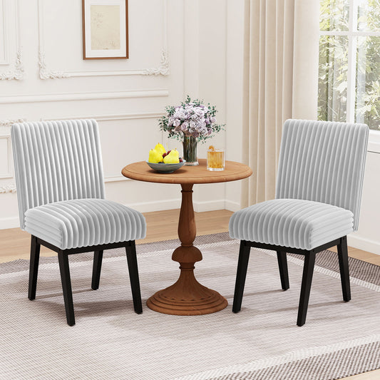 Dining Chairs Set of 2 Fabric Upholstered Kitchen Chairs with Padded Seatand Rubber Wood Legs-Grey, Black & Gray Dining Chairs Black & Gray at Gallery Canada